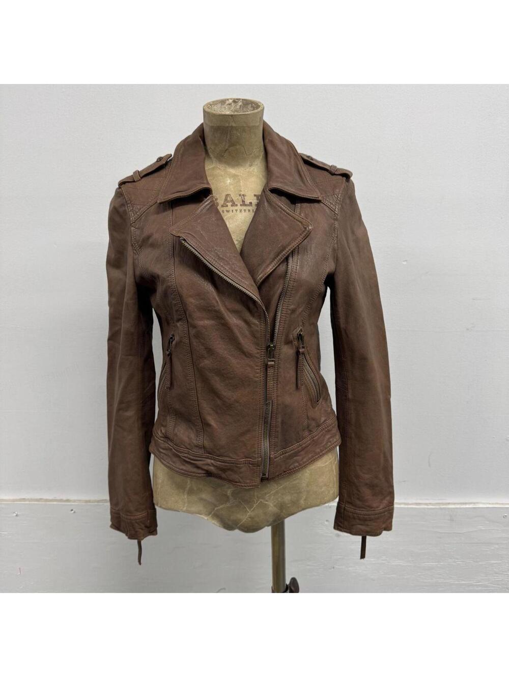 Vintage Brown Sheepskin Moto Leather Jacket